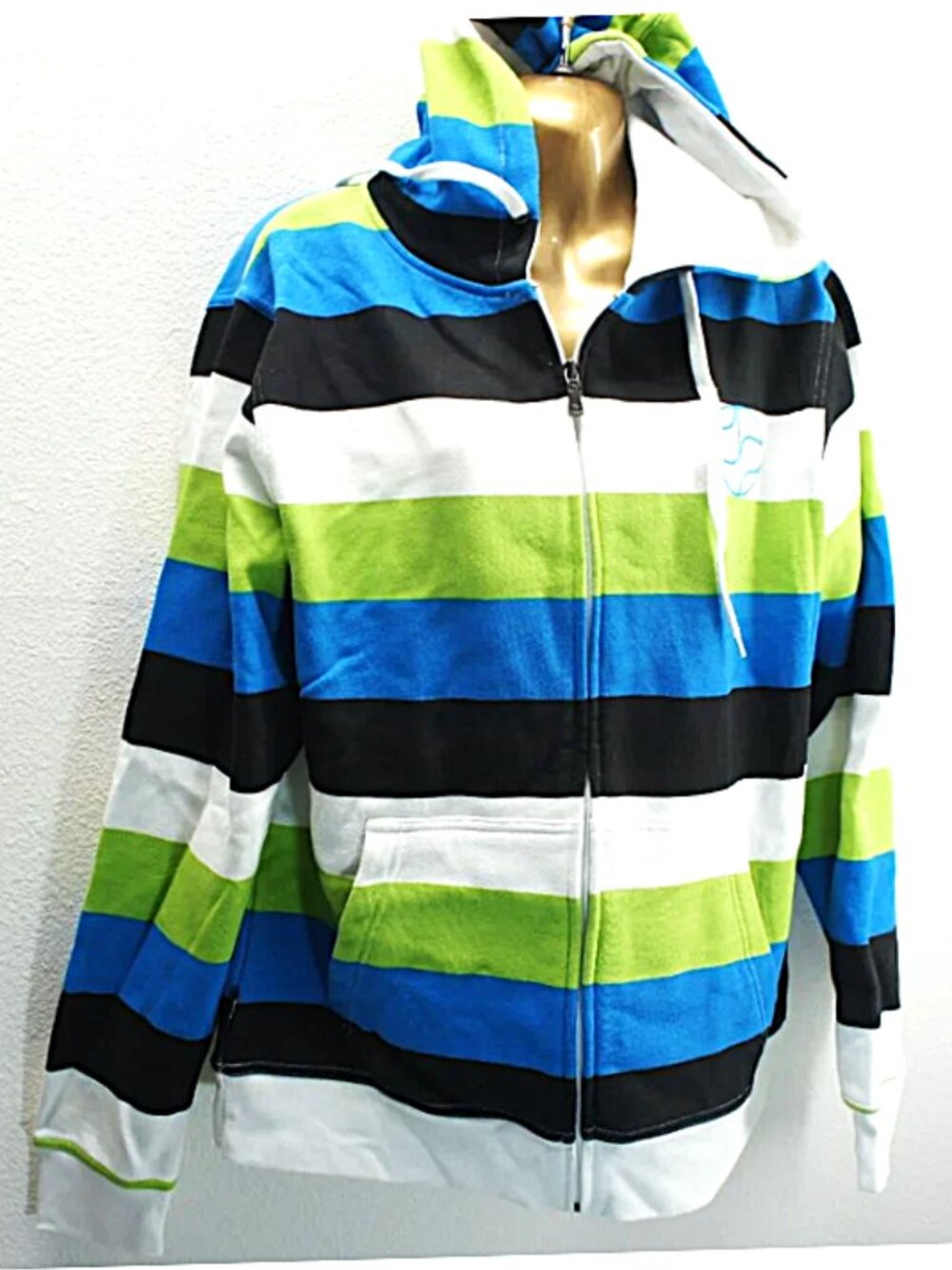 Split Stripe Cotton Blend Hoodie Unisex size M